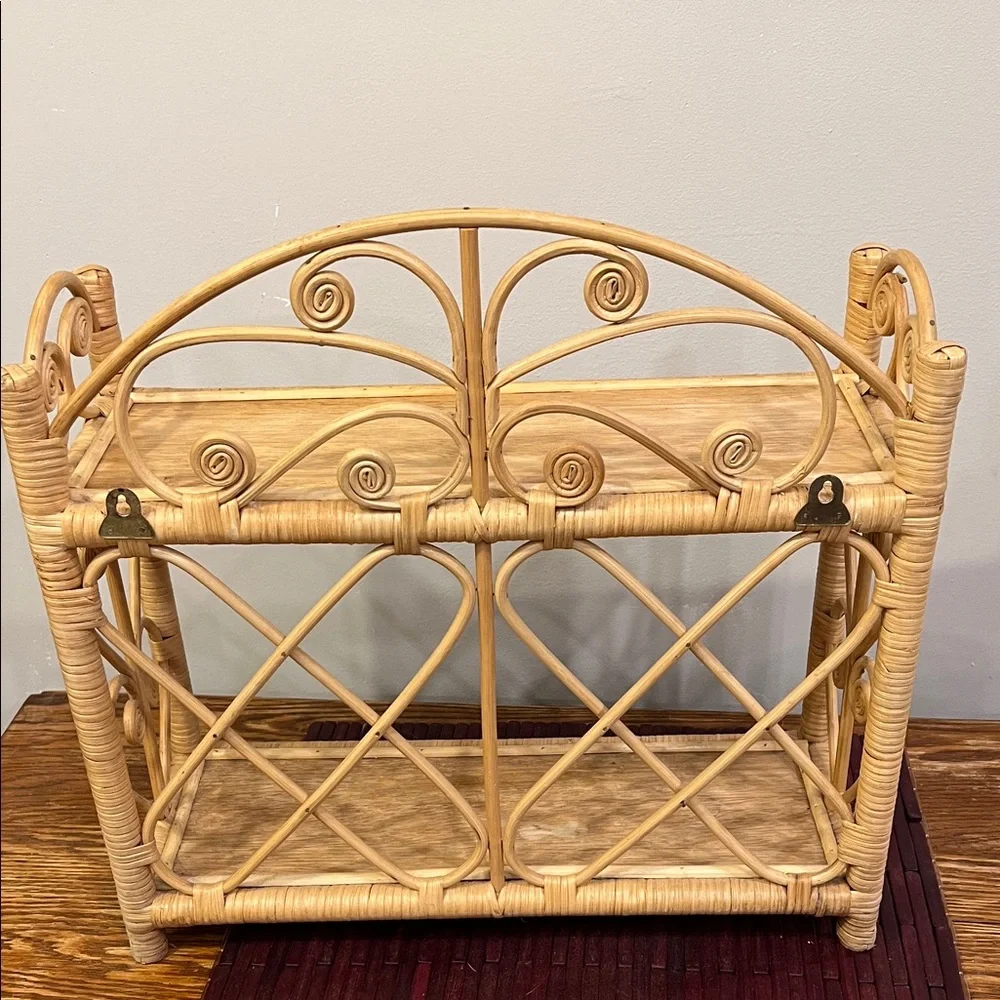 Elegant Two-Tier Rattan Shelf - Picture 5 of 6